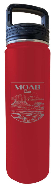 Moab Utah Souvenir 32 oz Engraved Insulated Stainless Steel Tumbler Water Bottle with Screw on Lid Red 4-Pack