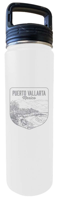 Puerto Vallarta Mexico Souvenir 32 oz Engraved Insulated Stainless Steel Tumbler Water Bottle with Screw on Lid White 4-Pack