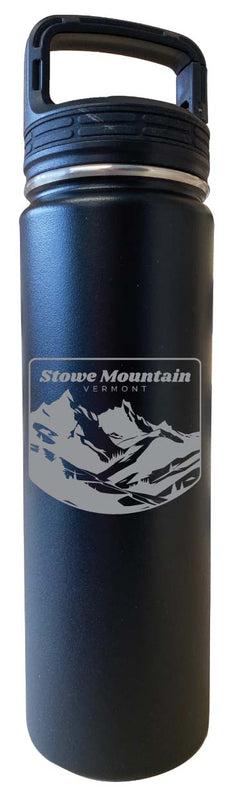 Stowe Mountain Vermont Souvenir 32 oz Engraved Insulated Stainless Steel Tumbler Water Bottle with Screw on Lid Black Single Unit