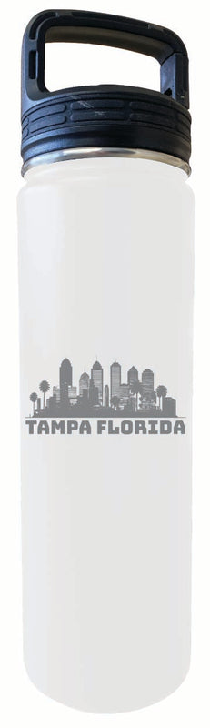 Tampa Florida Souvenir 32 oz Engraved Insulated Stainless Steel Tumbler Water Bottle with Screw on Lid White 4-Pack