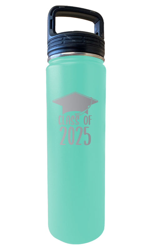 Class of 2025 Graduation 32 oz Engraved Insulated Stainless Steel Tumbler Water Bottle with Screw on Lid Seafoam Single