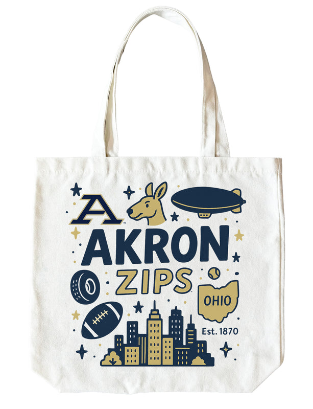 Akron Zips 15" x 15" Canvas Tote Bag Officially Licensed