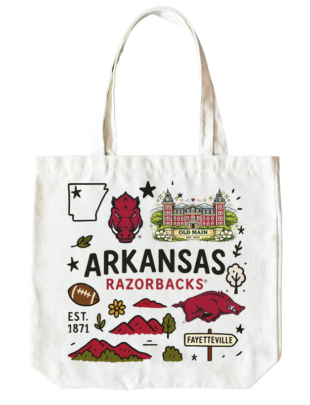 Arkansas Razorbacks 15" x 15" Canvas Tote Bag Officially Licensed