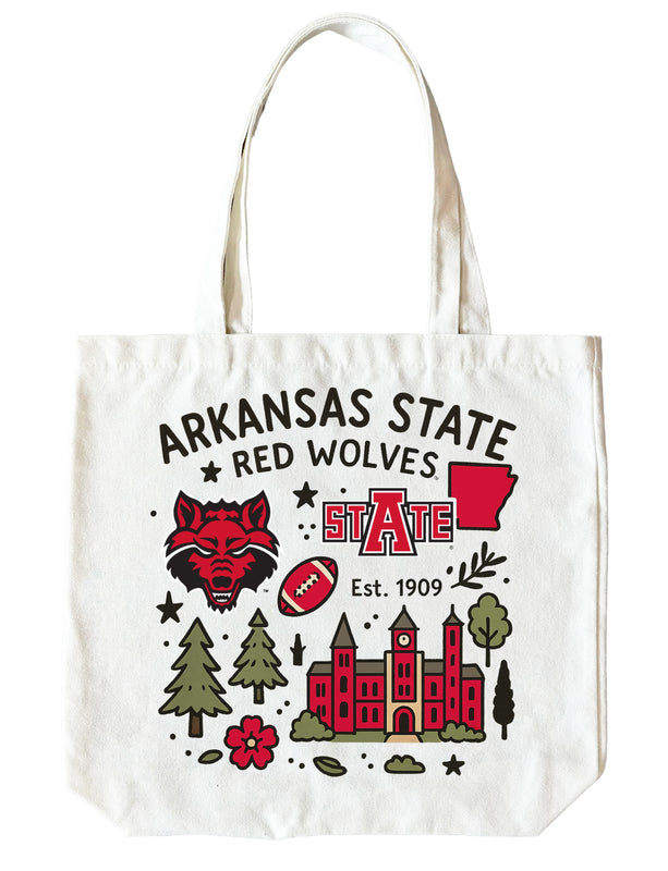 Arkansas State 15" x 15" Canvas Tote Bag Officially Licensed
