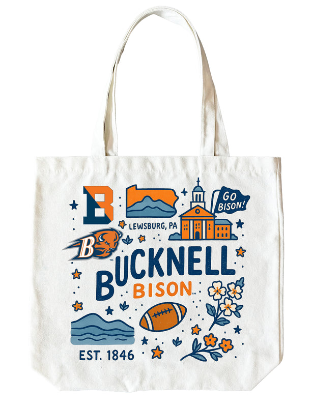 Bucknell University Bison 15" x 15" Canvas Tote Bag Officially Licensed