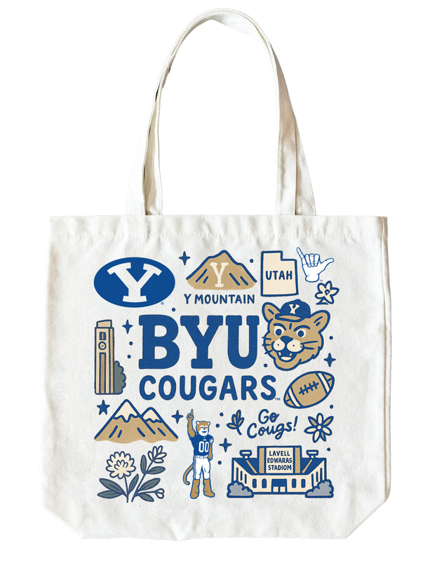 Brigham Young Cougars 15" x 15" Canvas Tote Bag Officially Licensed