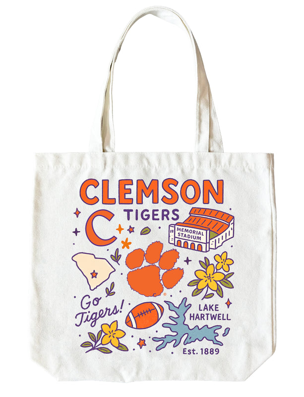Clemson Tigers 15" x 15" Canvas Tote Bag Officially Licensed