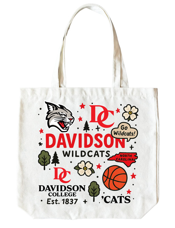 Davidson College 15" x 15" Canvas Tote Bag Officially Licensed