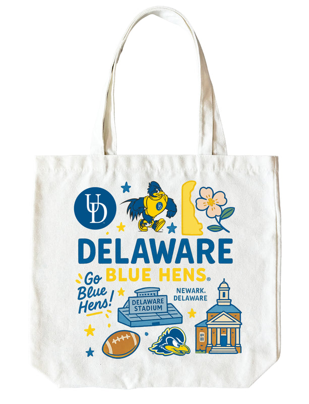 Delaware Blue Hens 15" x 15" Canvas Tote Bag Officially Licensed