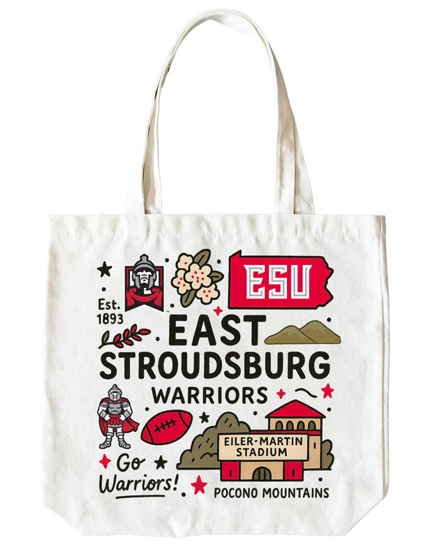 East Stroudsburg University 15" x 15" Canvas Tote Bag Officially Licensed