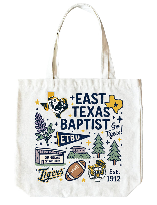 East Texas Baptist University 15" x 15" Canvas Tote Bag Officially Licensed
