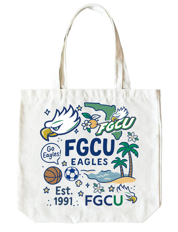 Florida Gulf Coast Eagles 15" x 15" Canvas Tote Bag Officially Licensed