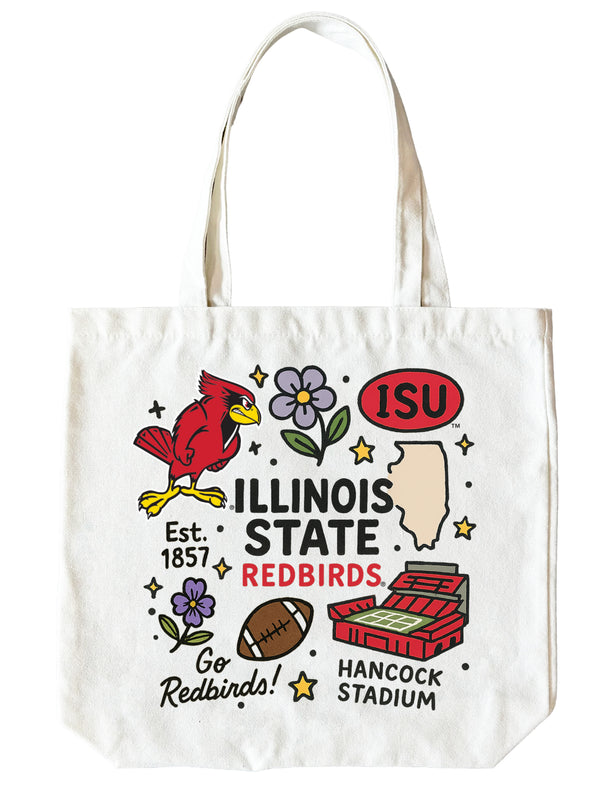 Illinois State Redbirds 15" x 15" Canvas Tote Bag Officially Licensed