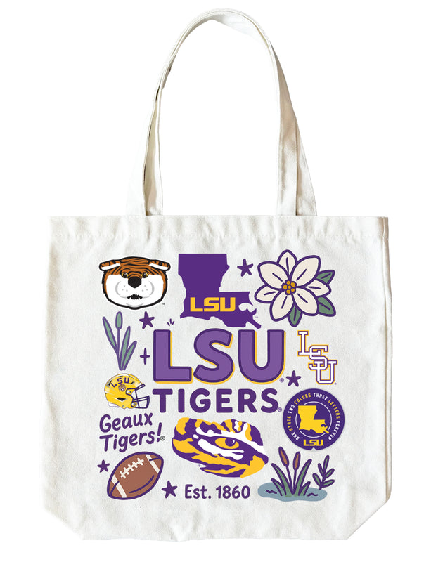 LSU Tigers 15" x 15" Canvas Tote Bag Officially Licensed