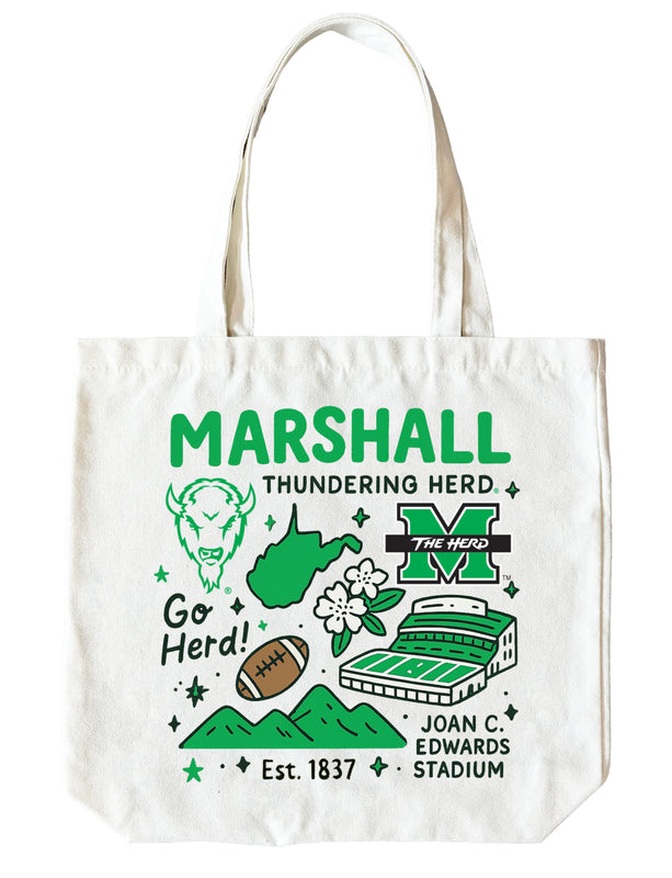 Marshall Thundering Herd 15" x 15" Canvas Tote Bag Officially Licensed