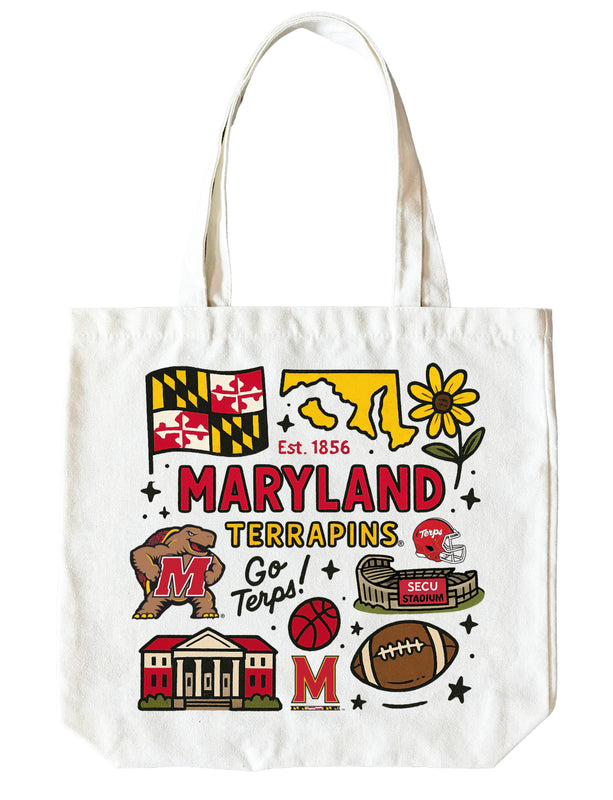 Maryland Terrapins 15" x 15" Canvas Tote Bag Officially Licensed