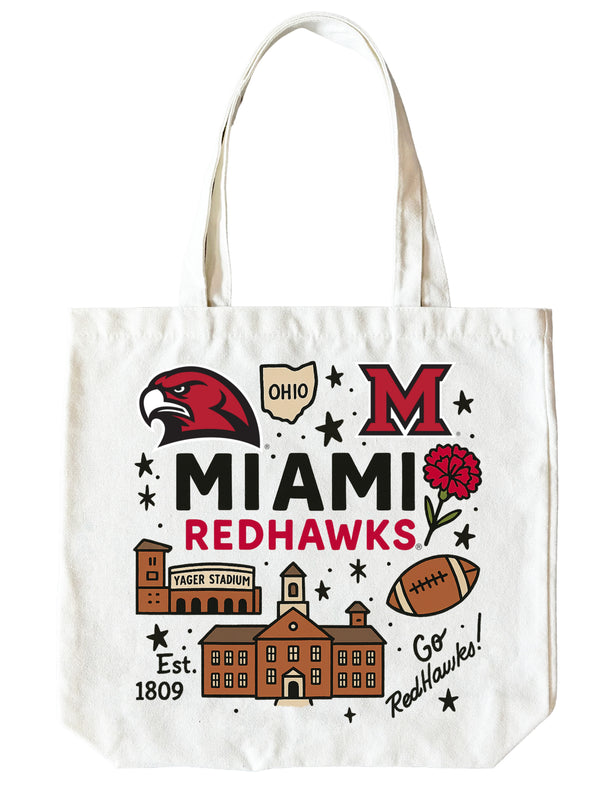 Miami University of Ohio 15" x 15" Canvas Tote Bag Officially Licensed