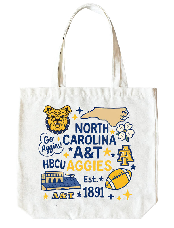 North Carolina A&T State Aggies 15" x 15" Canvas Tote Bag Officially Licensed