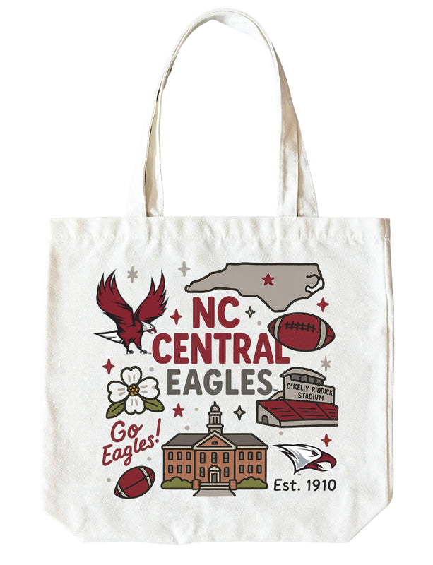 North Carolina Central Eagles 15" x 15" Canvas Tote Bag Officially Licensed