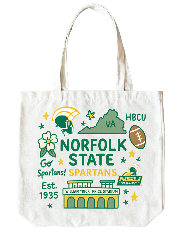 Norfolk State University 15" x 15" Canvas Tote Bag Officially Licensed