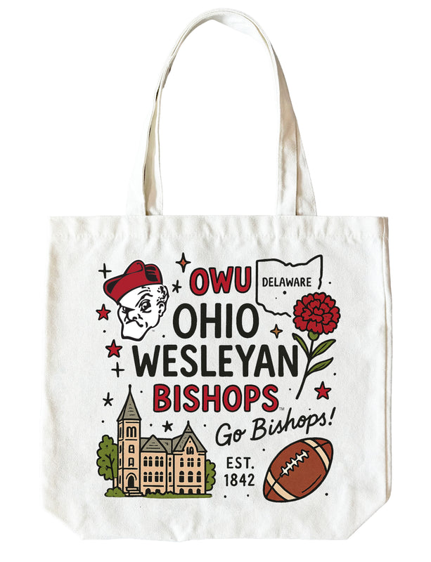 Ohio Wesleyan University 15" x 15" Canvas Tote Bag Officially Licensed