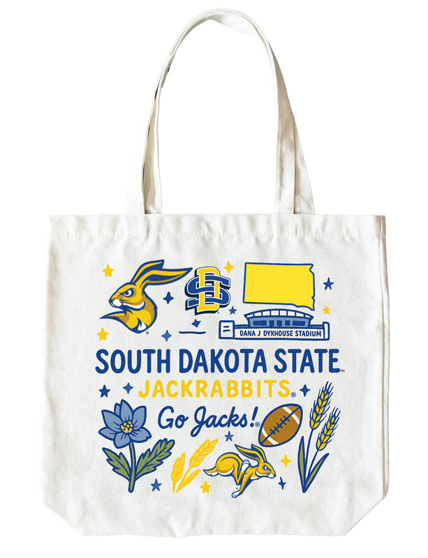 South Dakota State Jackrabbits 15" x 15" Canvas Tote Bag Officially Licensed