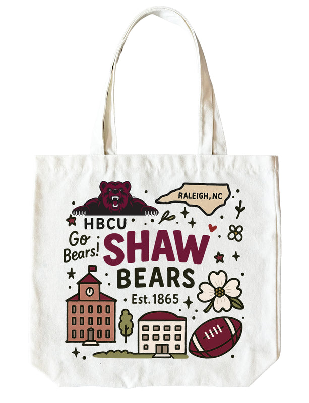 Shaw University Bears 15" x 15" Canvas Tote Bag Officially Licensed