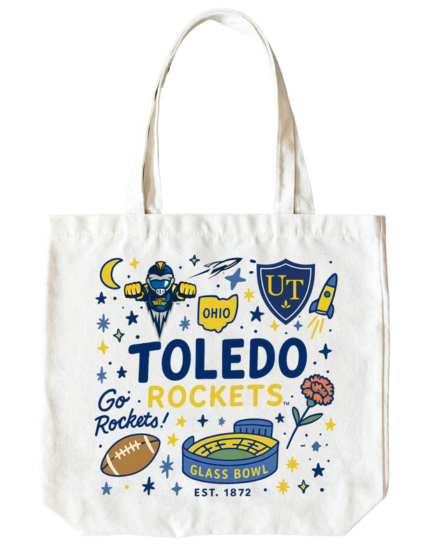 Toledo Rockets 15" x 15" Canvas Tote Bag Officially Licensed