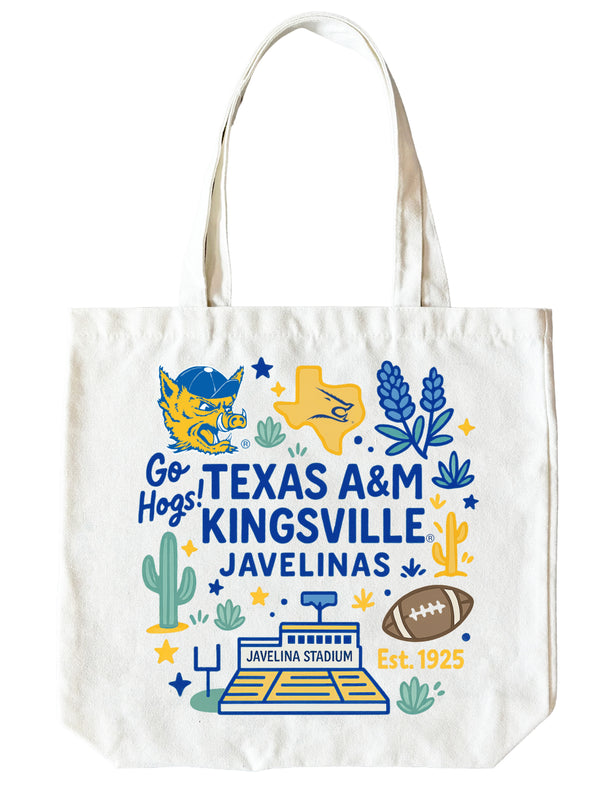 Texas A&M Kingsville Javelinas 15" x 15" Canvas Tote Bag Officially Licensed
