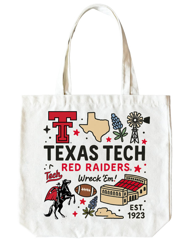 Texas Tech Red Raiders 15" x 15" Canvas Tote Bag Officially Licensed
