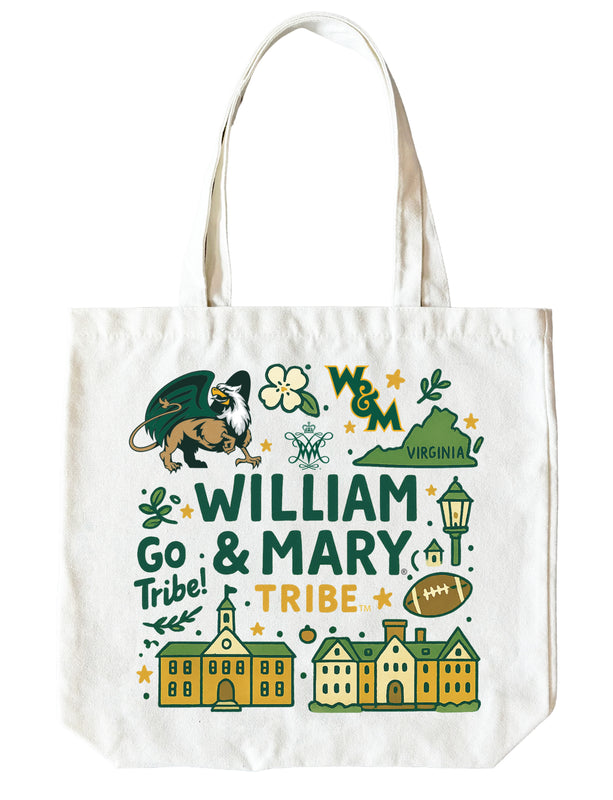 William and Mary 15" x 15" Canvas Tote Bag Officially Licensed