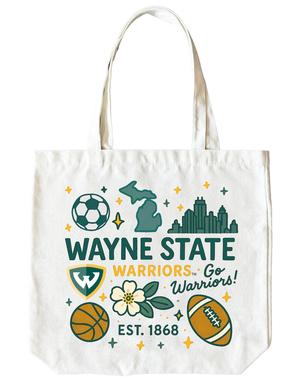 Wayne State 15" x 15" Canvas Tote Bag Officially Licensed