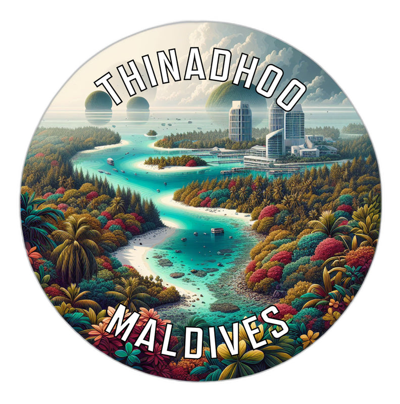 Thinadhoo Maldives Souvenir Die Cut Flat Magnet 4-Inch