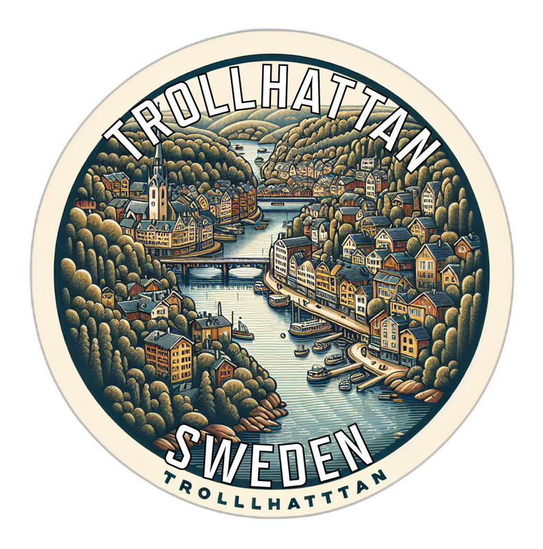 Trollhattan Sweden Souvenir Die Cut Flat Magnet 2-Inch