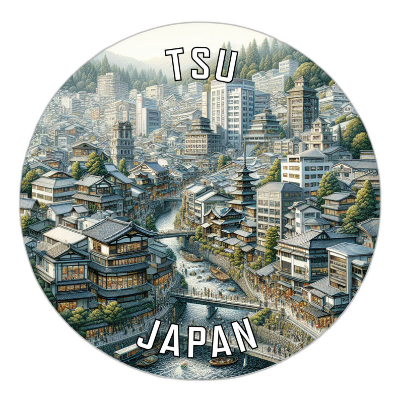 Tsu Japan Souvenir Die Cut Flat Magnet 2-Inch