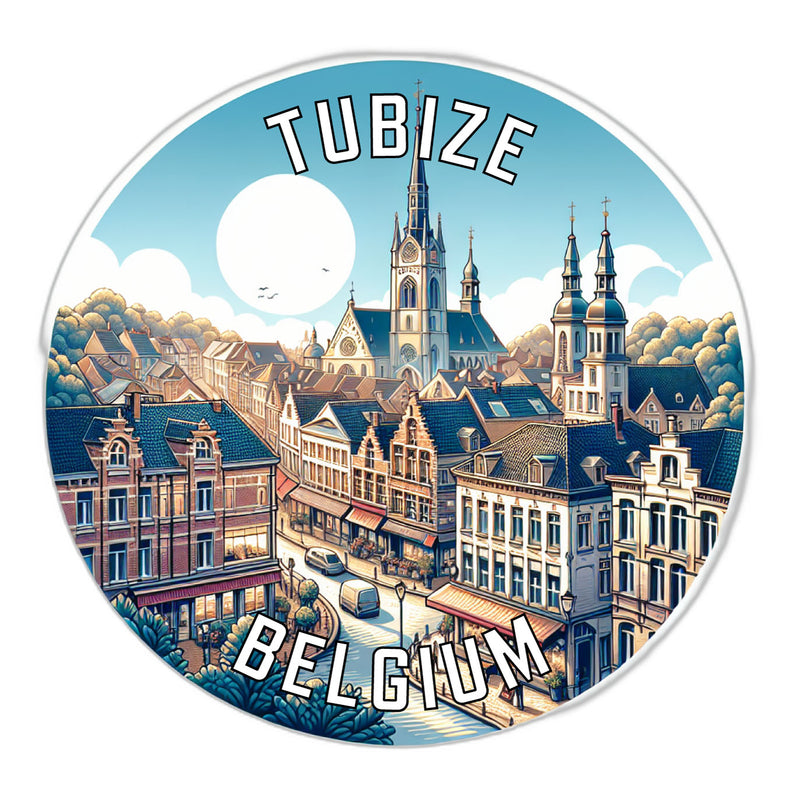 Tubize Belgium Souvenir Die Cut Flat Magnet 3-Inch