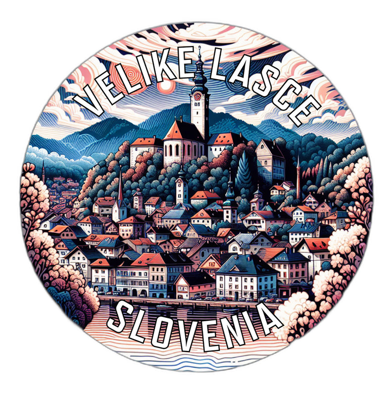 Velike Lasce Slovenia Souvenir Die Cut Flat Magnet 2-Inch