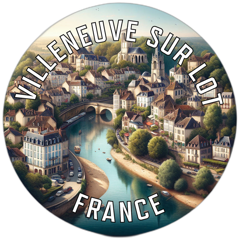 Villeneuve sur Lot France Souvenir Die Cut Flat Magnet 6-Inch