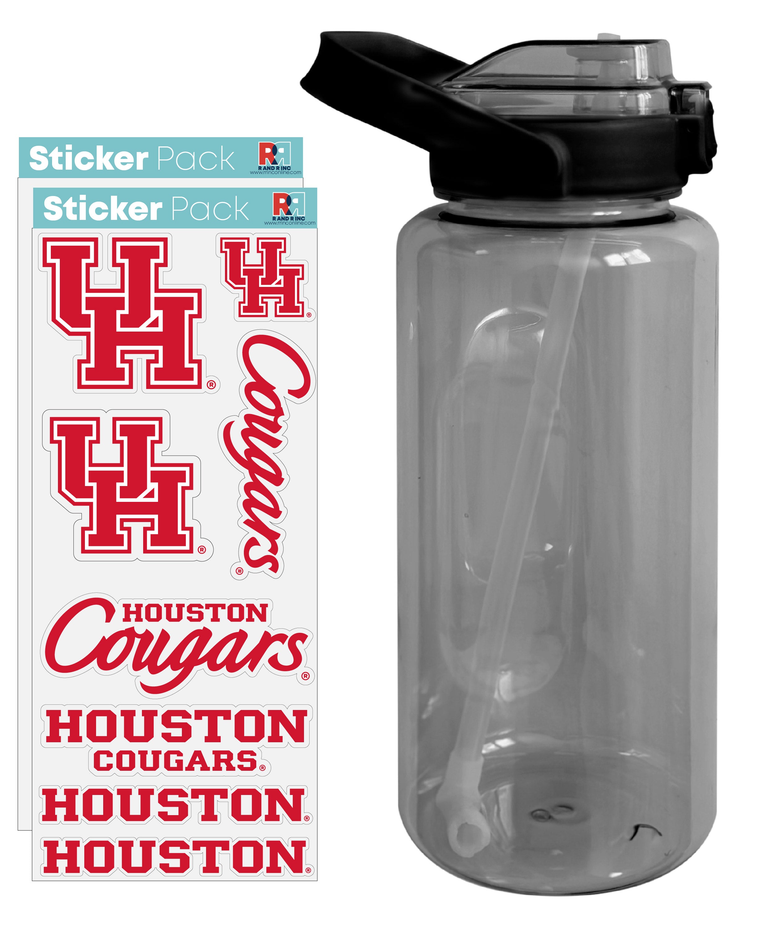 64 oz Large Water Bottle with University of Houston Waterproof 