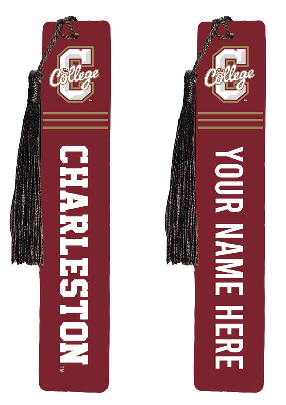College of Charleston Personalized Wooden Bookmark with Tassel – Officially Licensed Collegiate Product Full Color