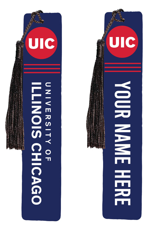 University of Illinois at Chicago Personalized Wooden Bookmark with Tassel – Officially Licensed Collegiate Product Full Color