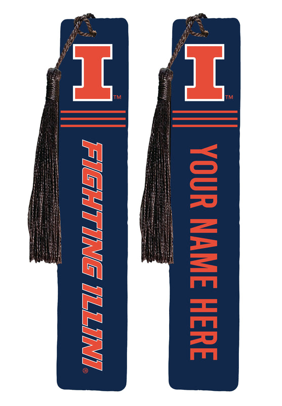 Illinois Fighting Illini Personalized Wooden Bookmark with Tassel – Officially Licensed Collegiate Product Full Color