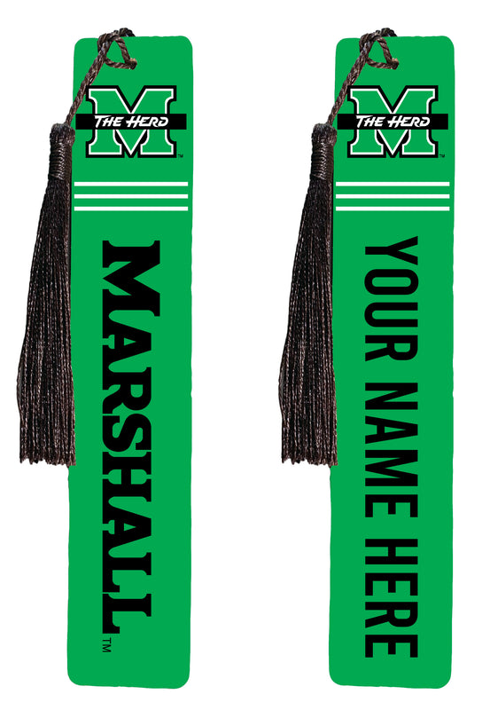 Marshall Thundering Herd Personalized Wooden Bookmark with Tassel – Officially Licensed Collegiate Product Full Color