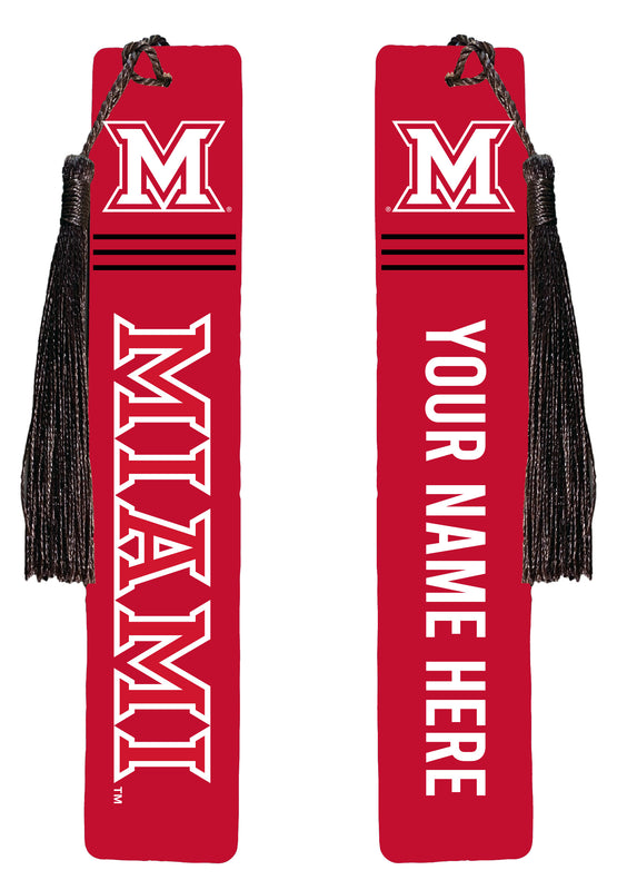 Miami University of Ohio Personalized Wooden Bookmark with Tassel – Officially Licensed Collegiate Product Full Color