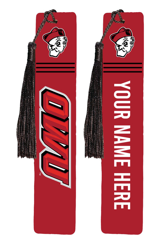 Ohio Wesleyan University Personalized Wooden Bookmark with Tassel – Officially Licensed Collegiate Product Full Color