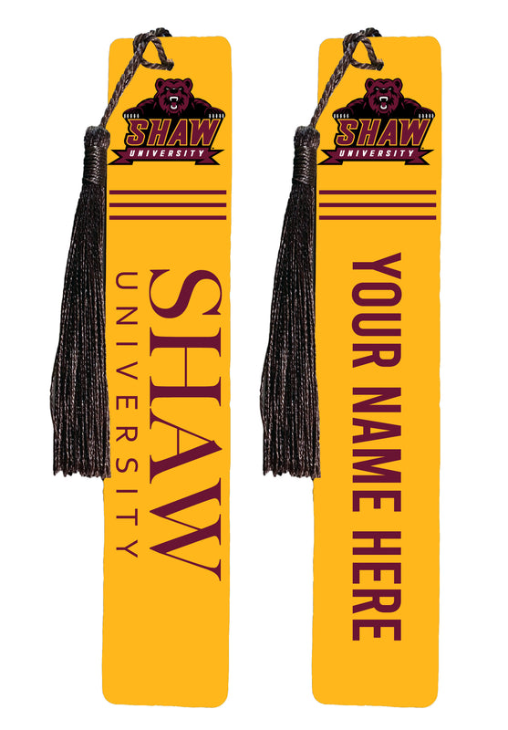 Shaw University Bears Personalized Wooden Bookmark with Tassel – Officially Licensed Collegiate Product Full Color