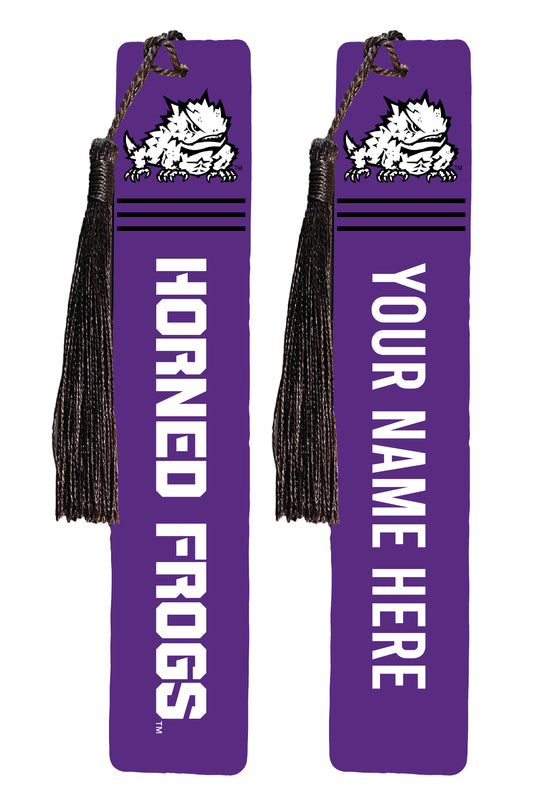 Texas Christian University Personalized Wooden Bookmark with Tassel – Officially Licensed Collegiate Product Full Color