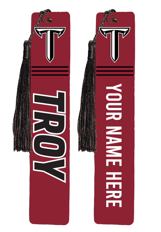 Troy University Personalized Wooden Bookmark with Tassel – Officially Licensed Collegiate Product 4-Pack