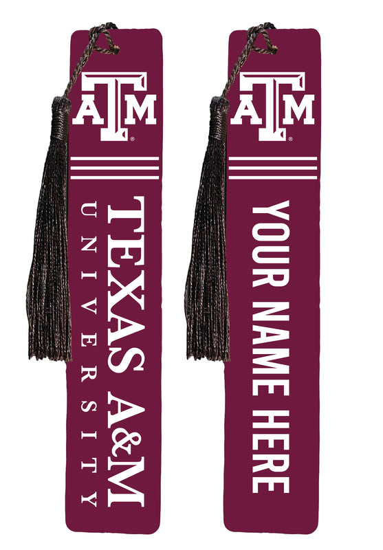 Texas A&M Aggies Personalized Wooden Bookmark with Tassel – Officially Licensed Collegiate Product Full Color