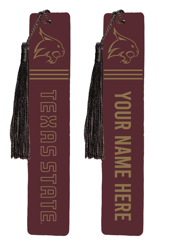 Texas State Bobcats Personalized Wooden Bookmark with Tassel – Officially Licensed Collegiate Product Full Color